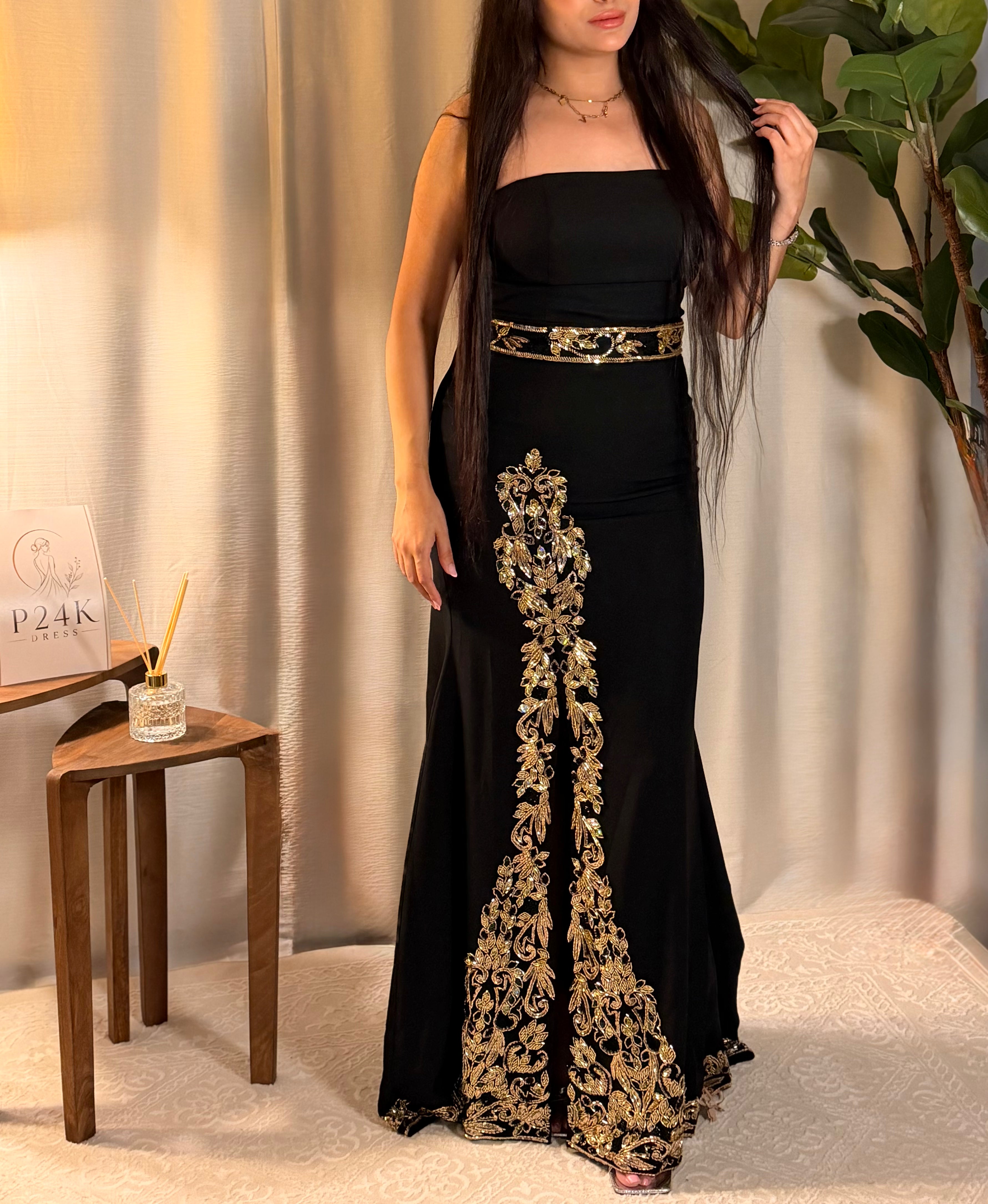 Elegant Black & Gold 3-Piece Kaftan Set ✨