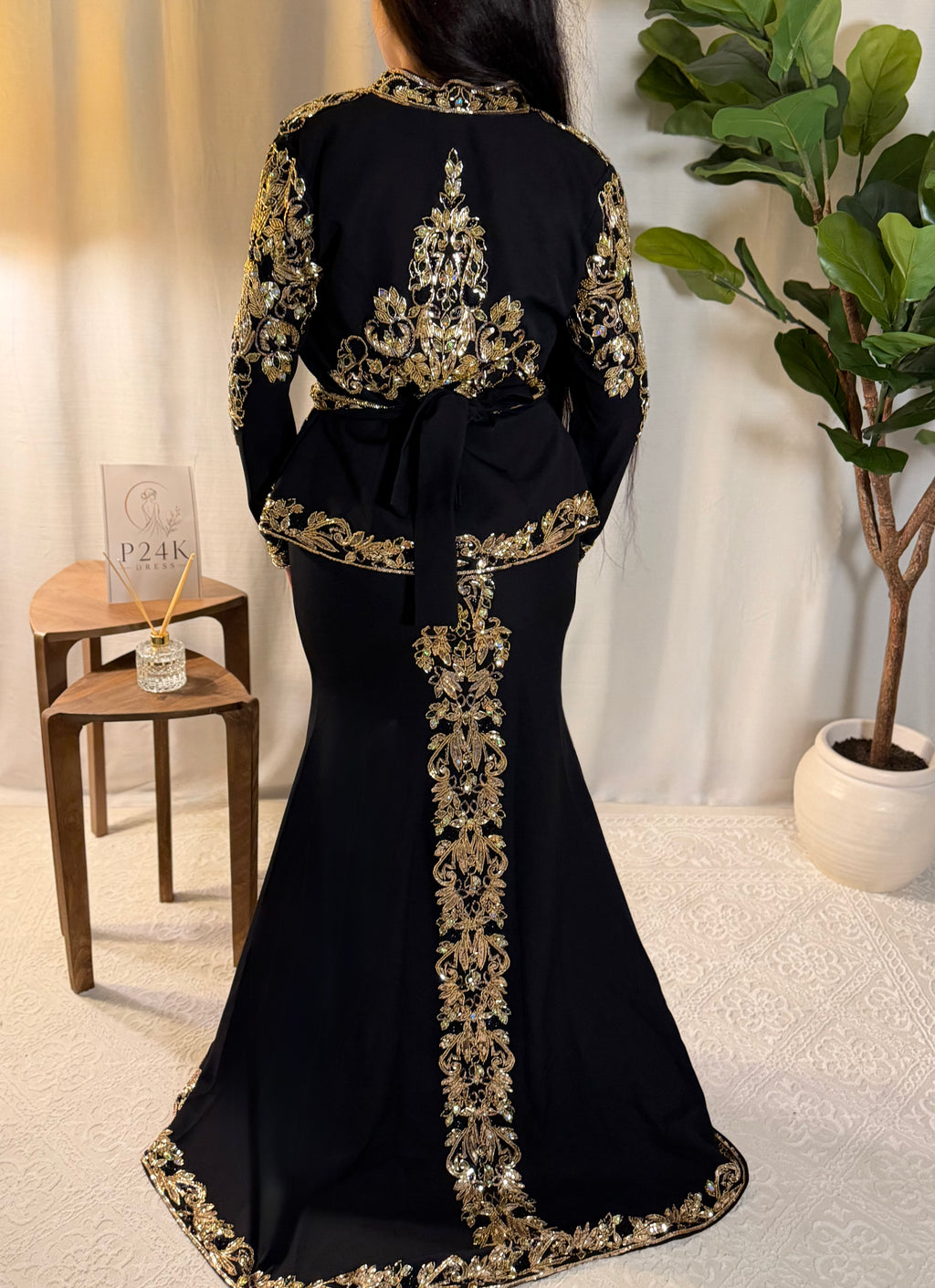 Elegant Black & Gold 3-Piece Kaftan Set ✨
