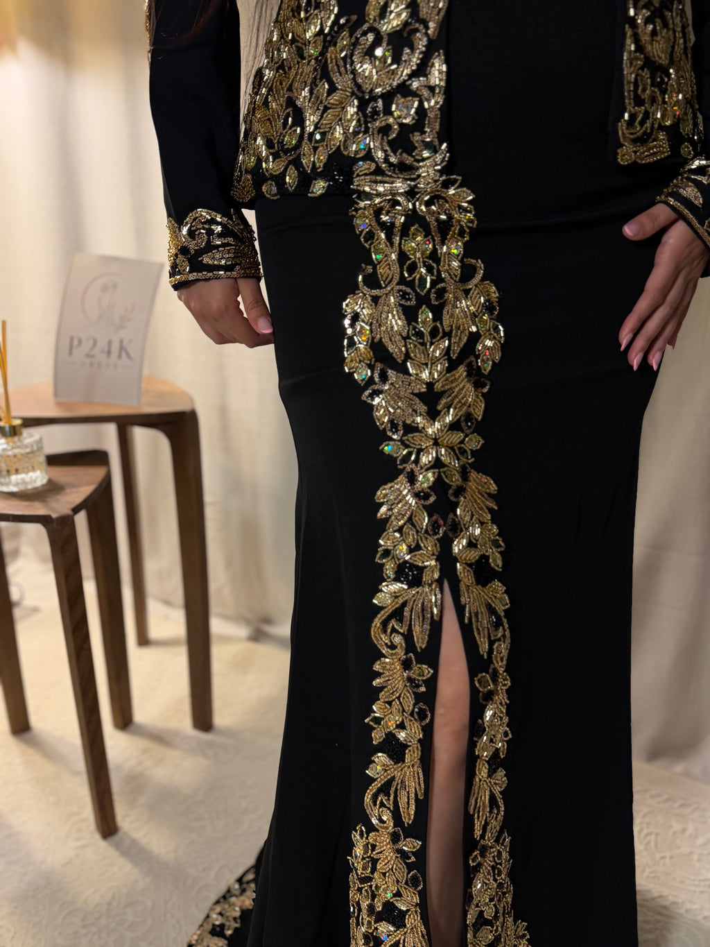 Elegant Black & Gold 3-Piece Kaftan Set ✨