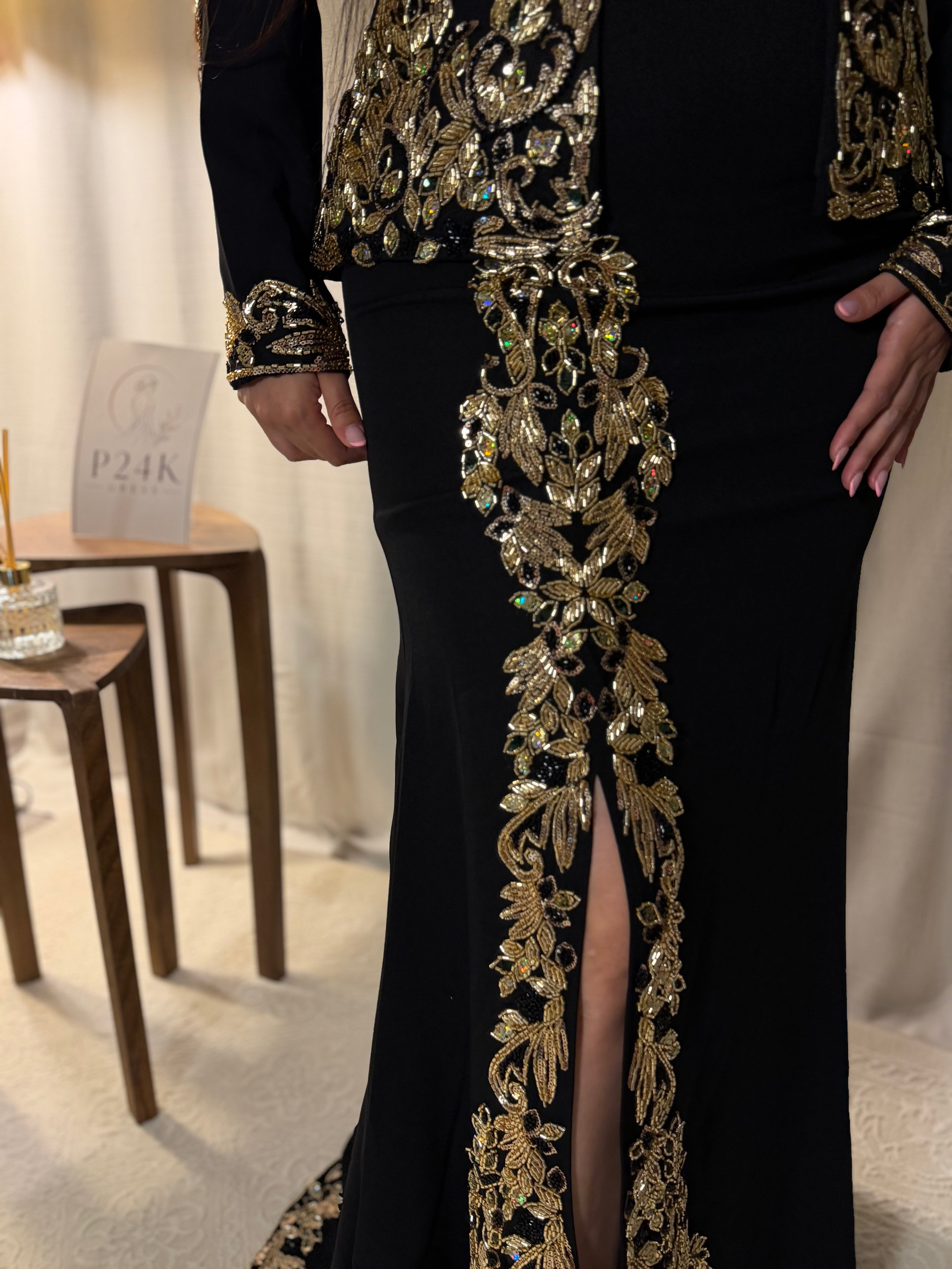 Elegant Black & Gold 3-Piece Kaftan Set ✨