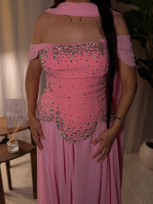Pink Crystal Evening Dress