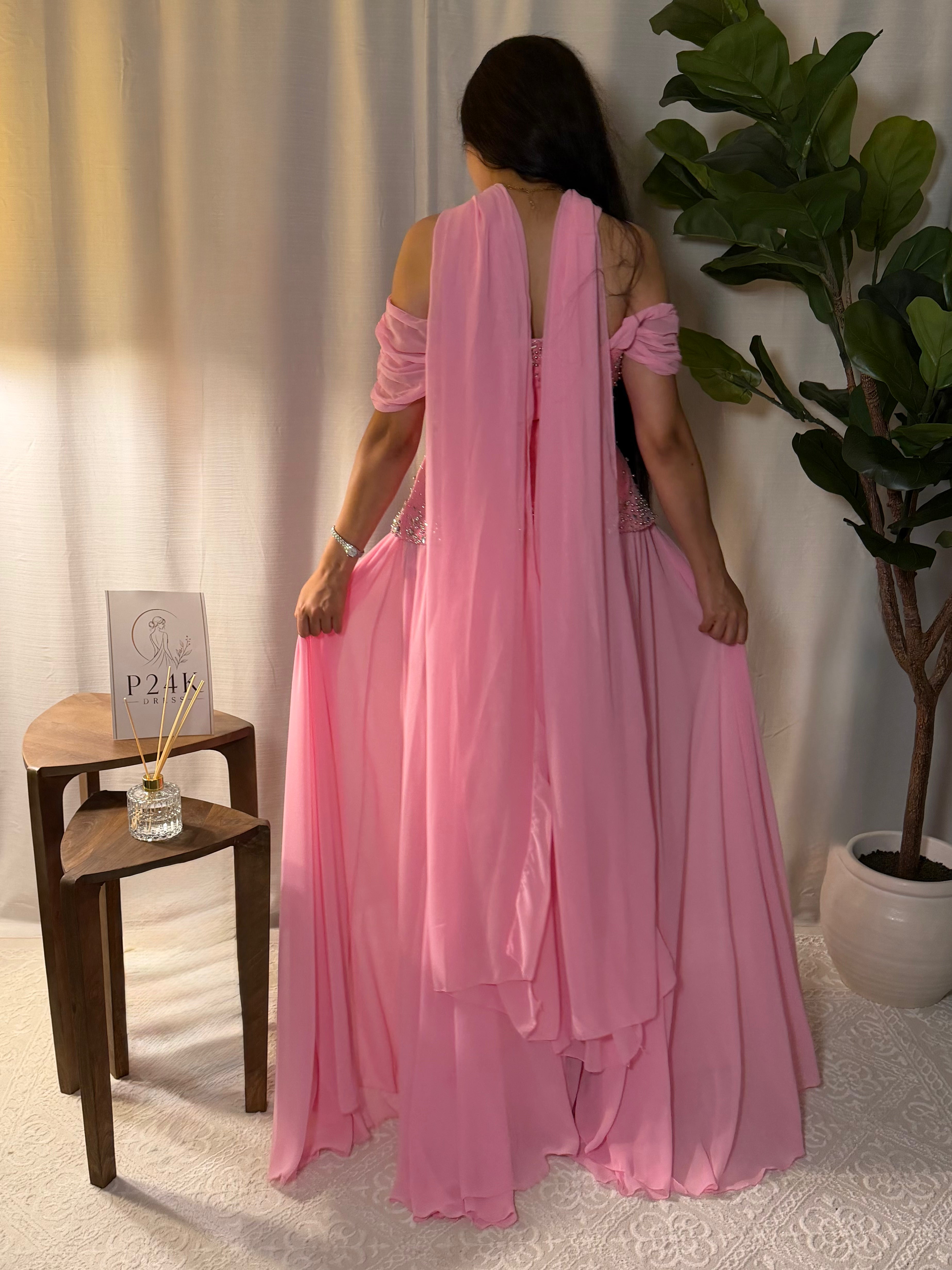 Pink Crystal Evening Dress