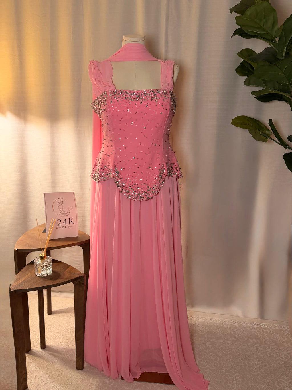 Pink Crystal Evening Dress