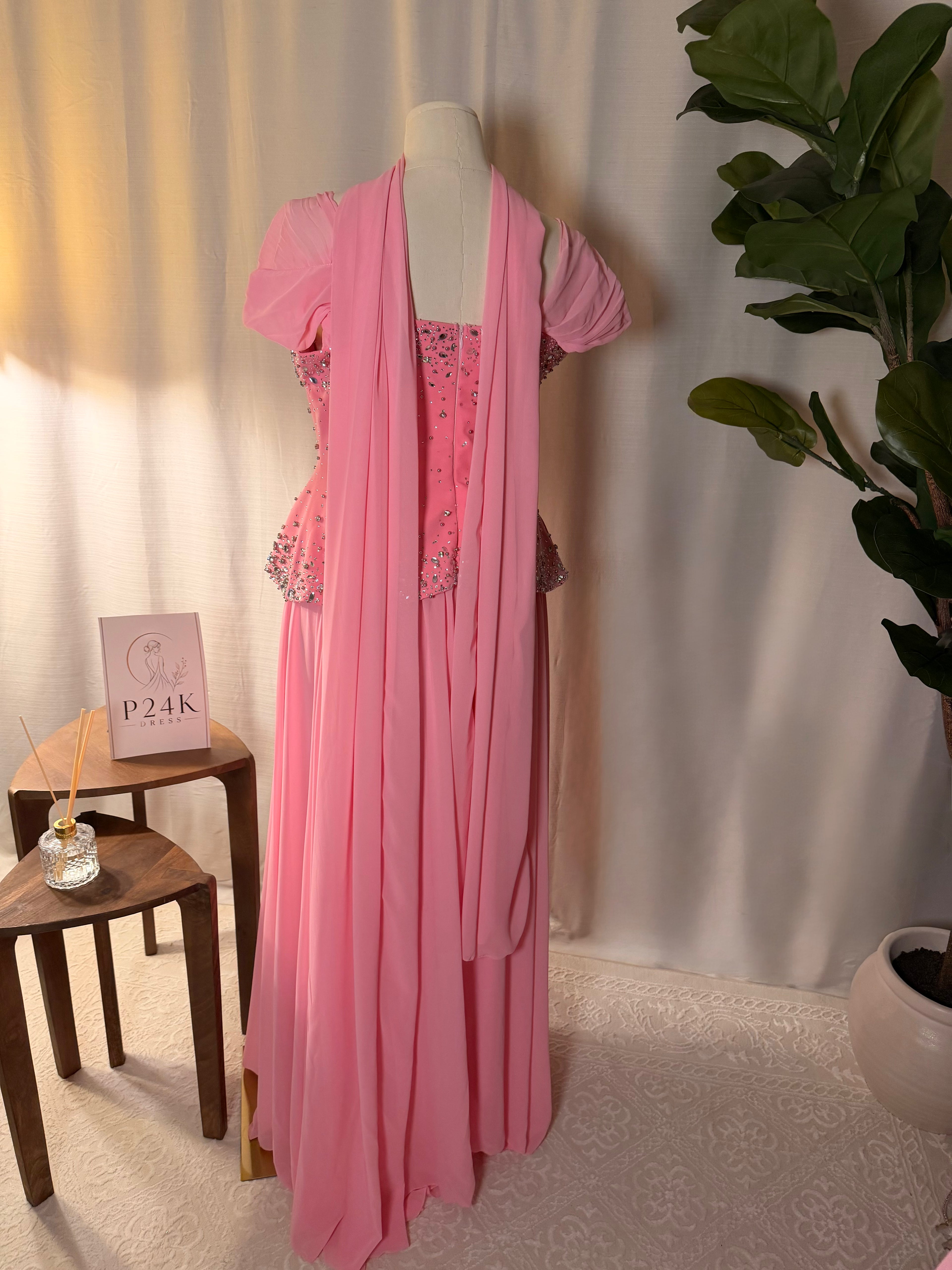 Pink Crystal Evening Dress