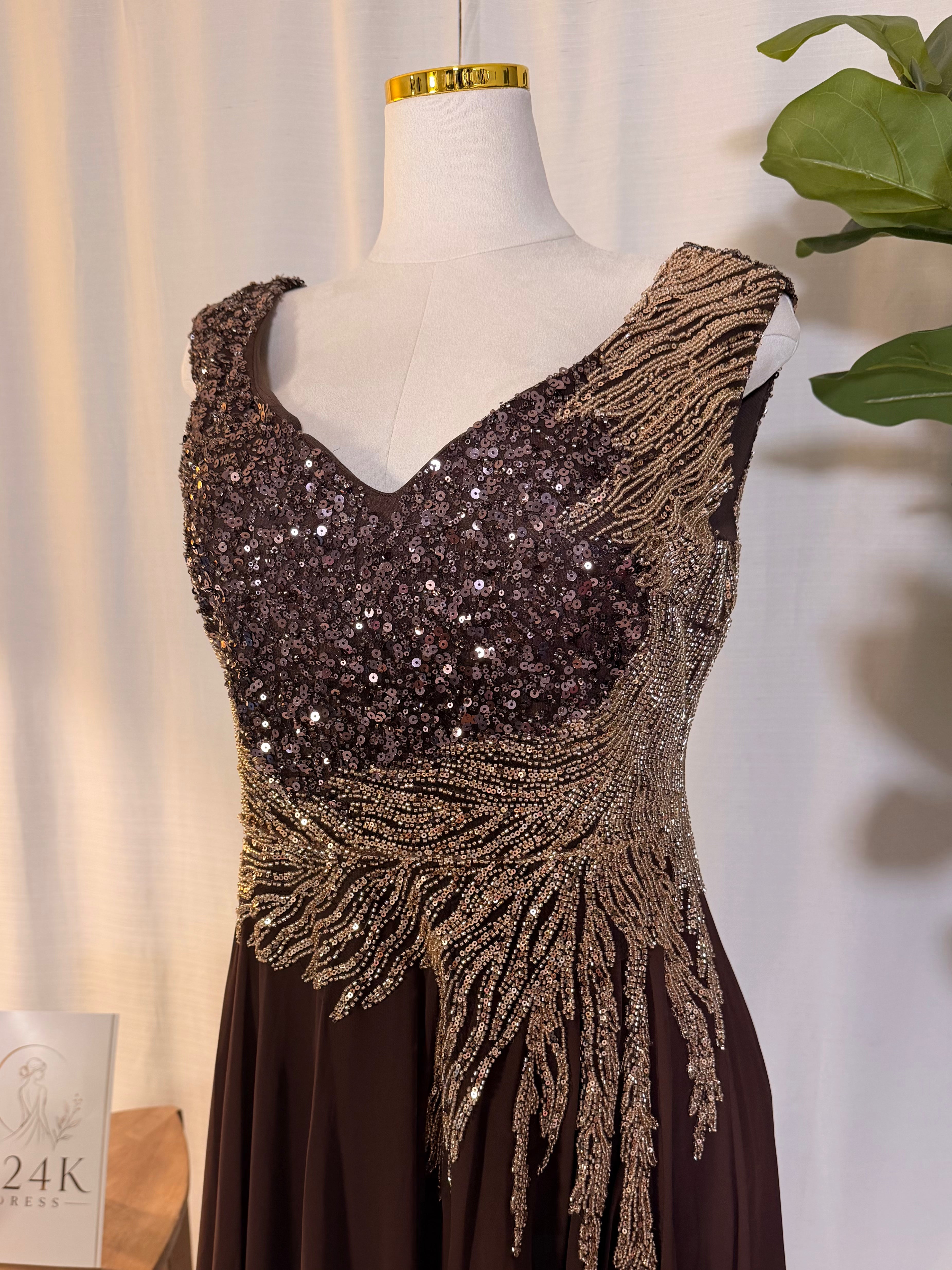 Chocolate Brown Luxury Dress ✨