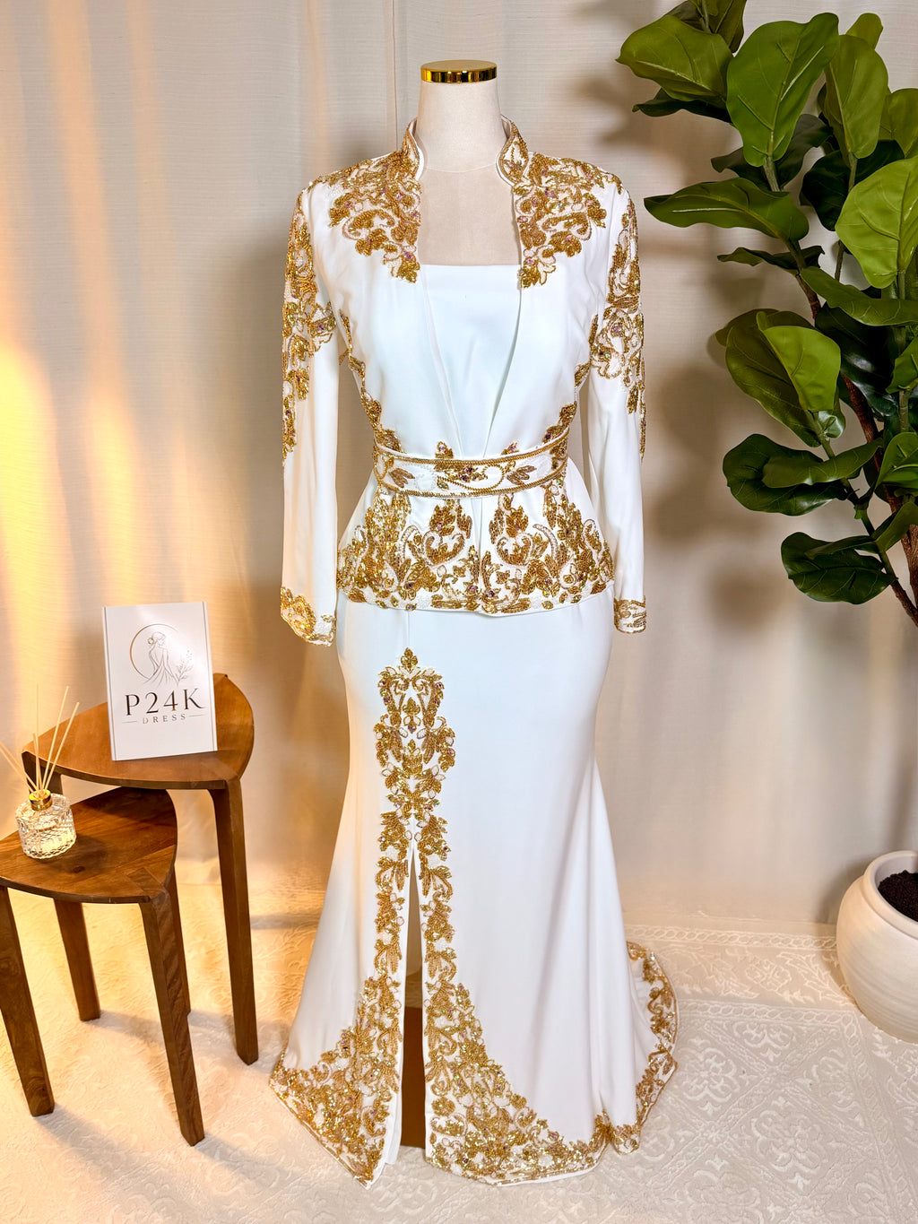 The White & Gold Kaftan Dress