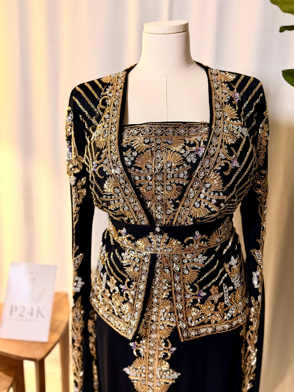 Black & Gold Luxury 3-Piece Kaftan Set