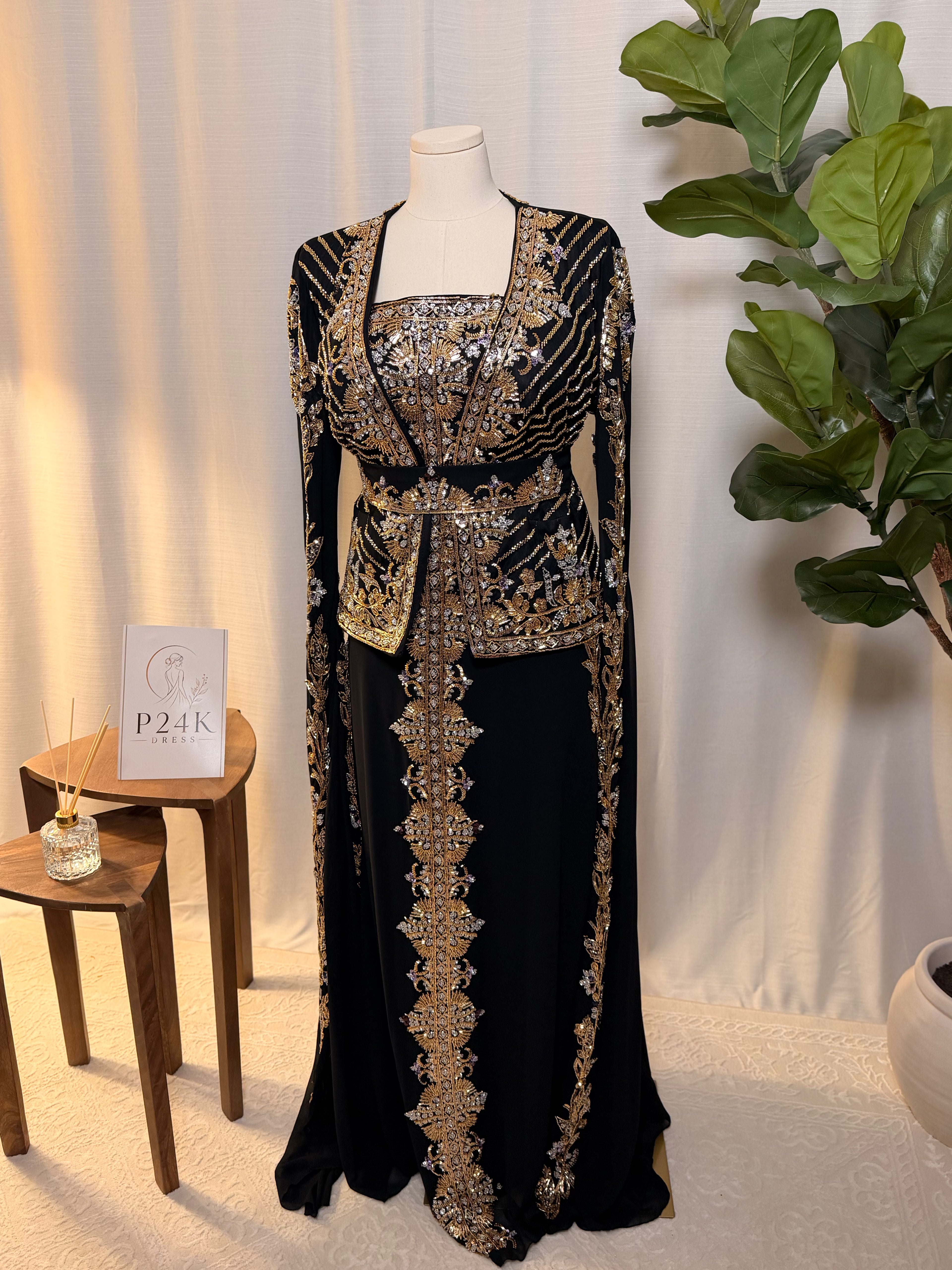 Black & Gold Luxury 3-Piece Kaftan Set