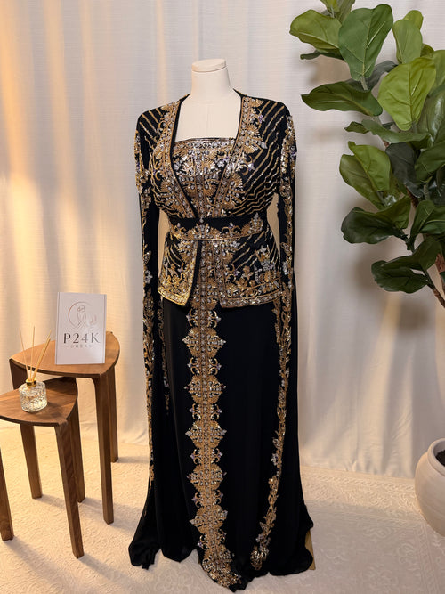 Black & Gold Luxury 3-Piece Kaftan Set