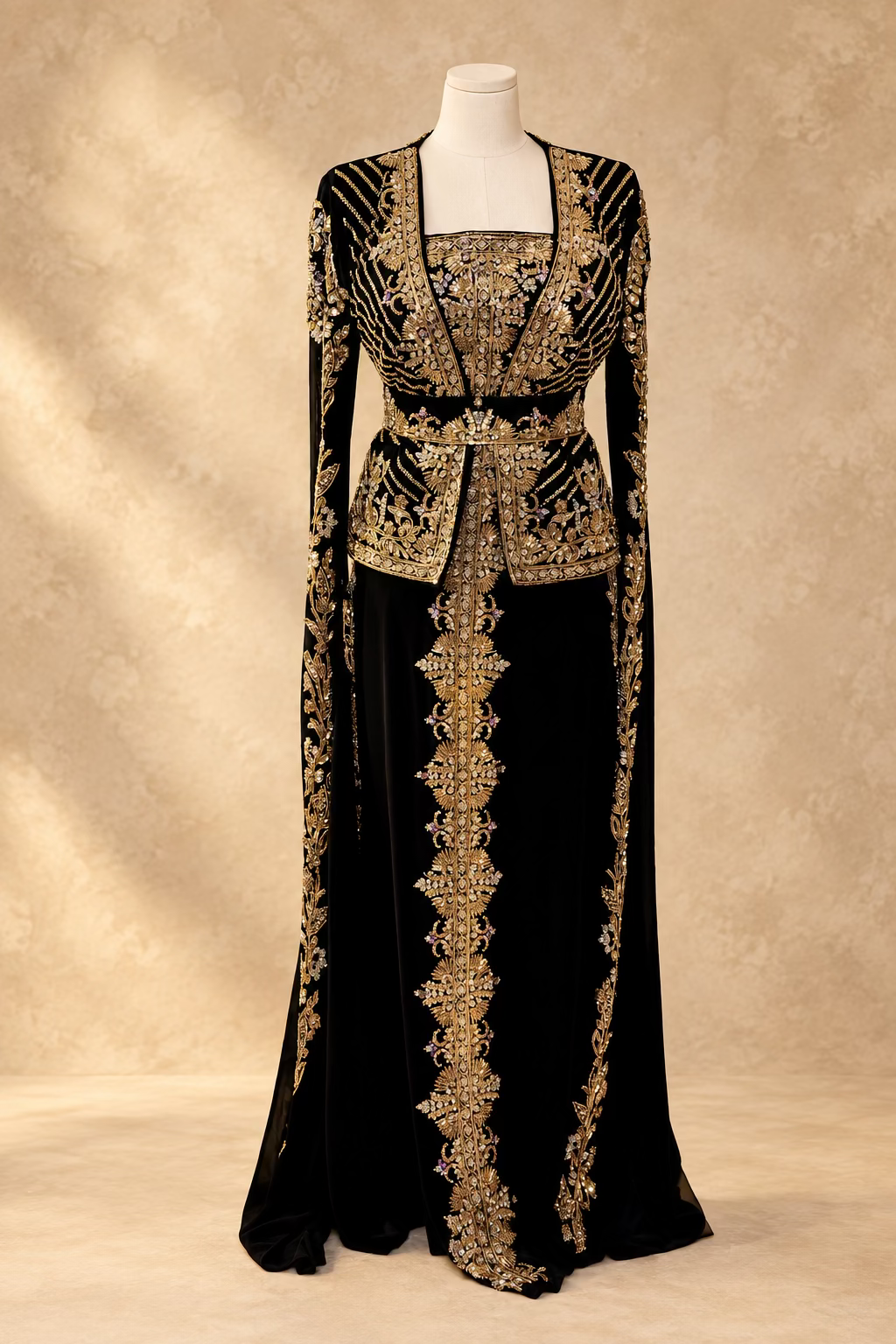 Black & Gold Luxury 3-Piece Kaftan Set