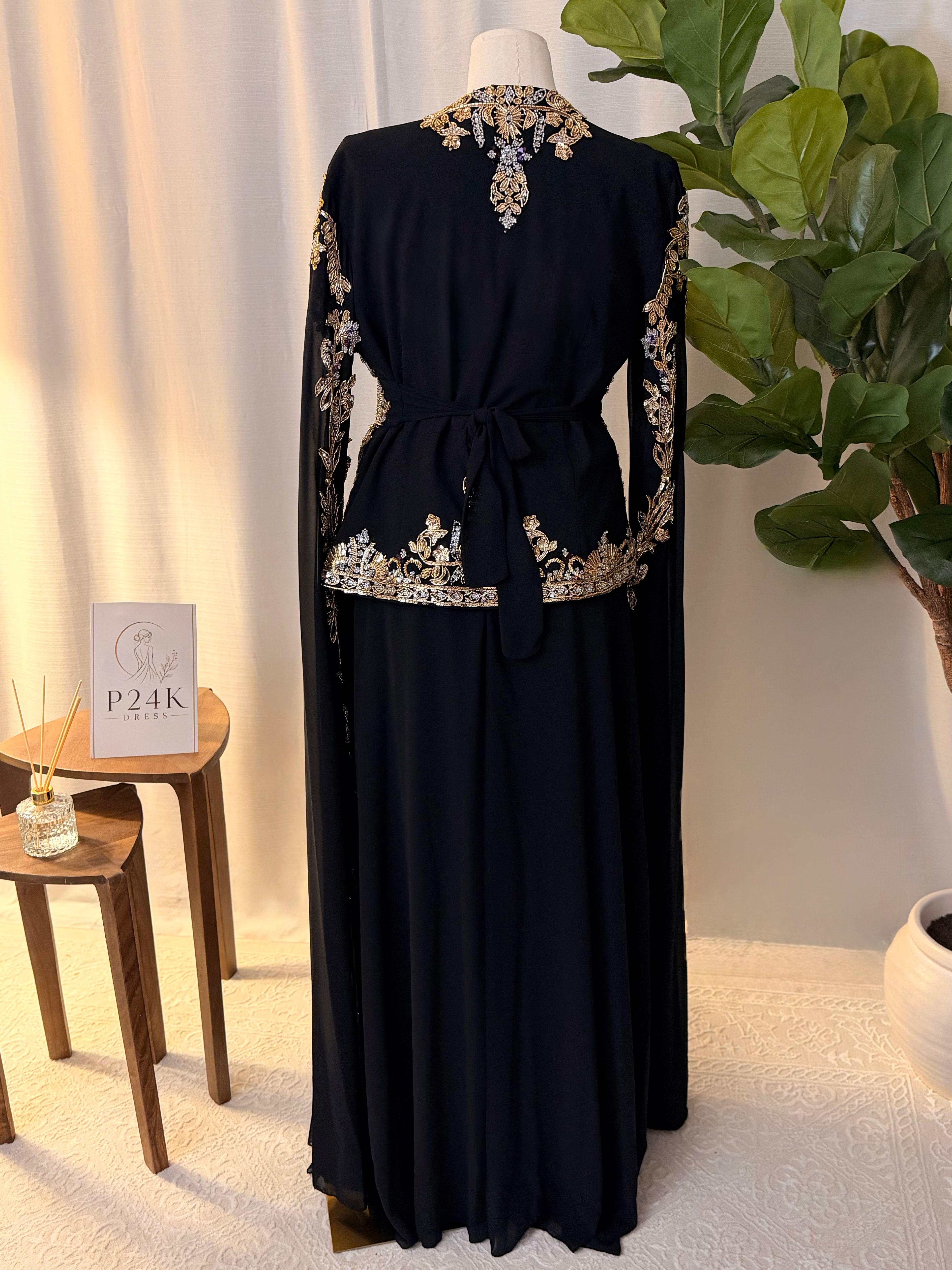 Black & Gold Luxury 3-Piece Kaftan Set