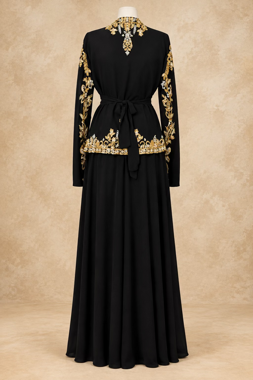 Black & Gold Luxury 3-Piece Kaftan Set