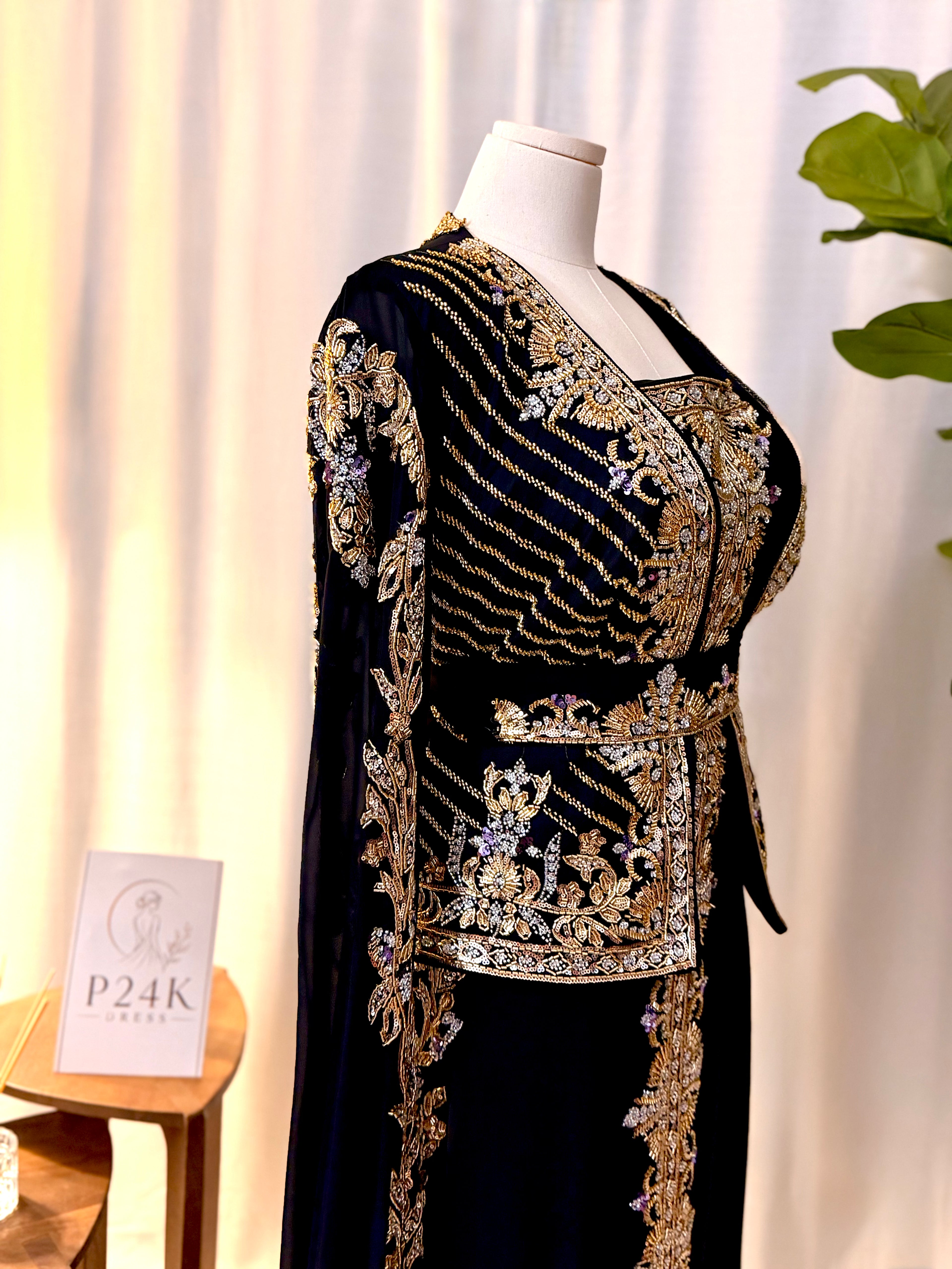 Black & Gold Luxury 3-Piece Kaftan Set