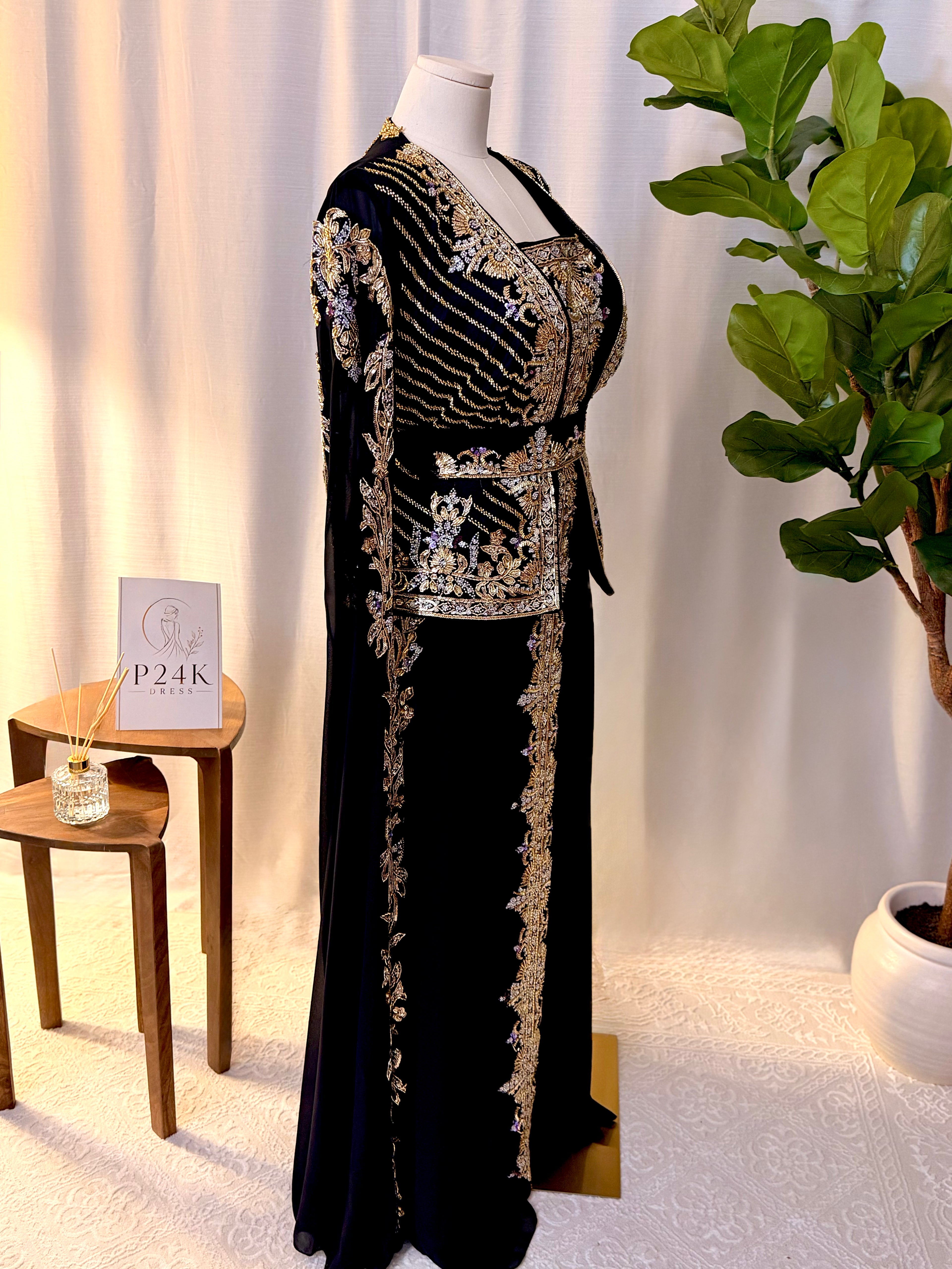 Black & Gold Luxury 3-Piece Kaftan Set